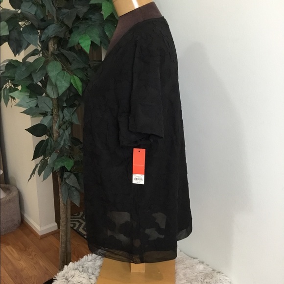 Evri textured floral mineral black short sleeve 4X - Picture 11 of 11